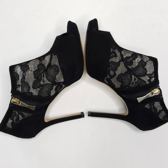 Kate Spade Florentina Lace Peep Toe Bootie Black Italy Suede Women 5.5 - Picture 8 of 9